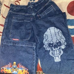vintage 90’s jnco jeans flaming skull mens